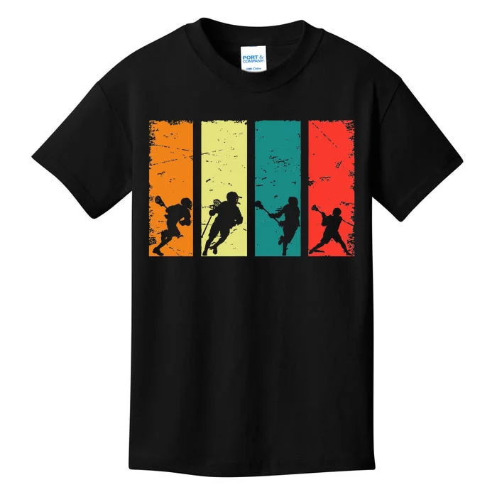 Retro Lacrosse Players Lax Stick Vintage Lacrosse Kids T-Shirt