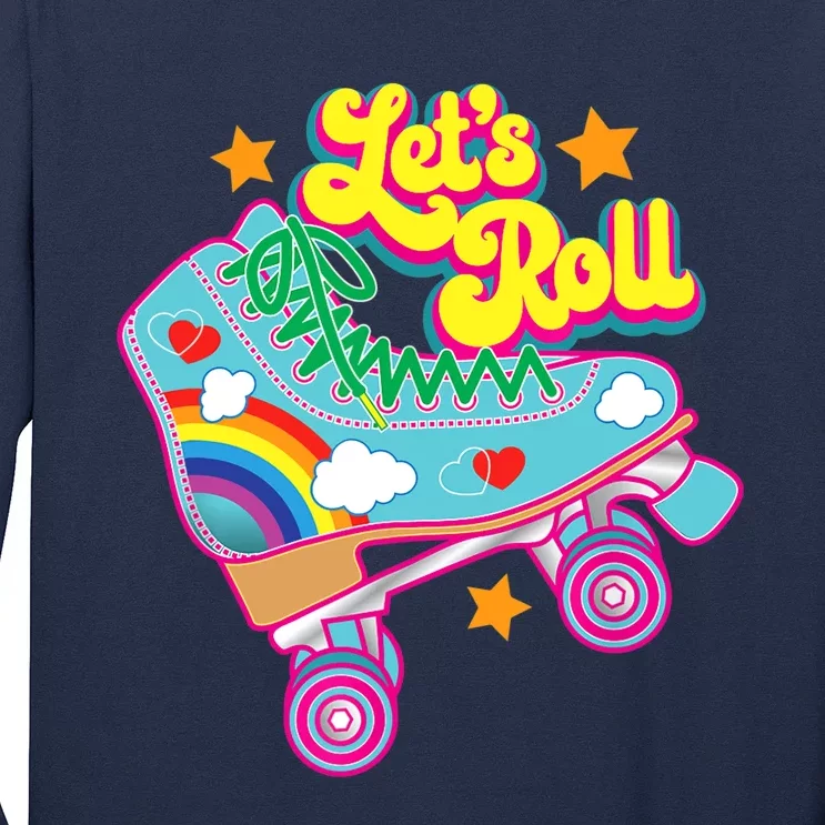 Retro Let’s Roll Rollerskating Cute Roller Skater 70s 80s Long Sleeve Shirt