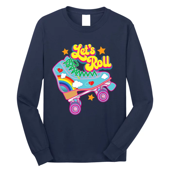 Retro Let’s Roll Rollerskating Cute Roller Skater 70s 80s Long Sleeve Shirt