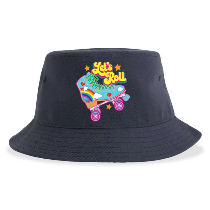 Retro Let’s Roll Rollerskating Cute Roller Skater 70s 80s Sustainable Bucket Hat