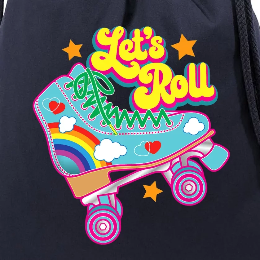 Retro Let’s Roll Rollerskating Cute Roller Skater 70s 80s Drawstring Bag