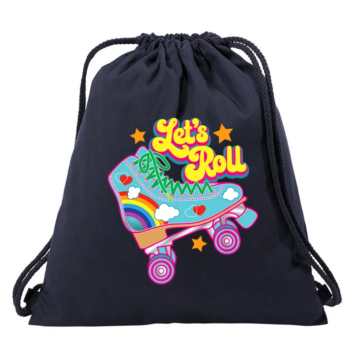 Retro Let’s Roll Rollerskating Cute Roller Skater 70s 80s Drawstring Bag