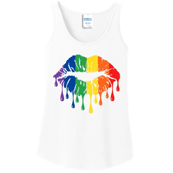 Rainbow Lips Rainbow Pride Lips Pride Month LGBT Pride Love Is Love Ladies Essential Tank