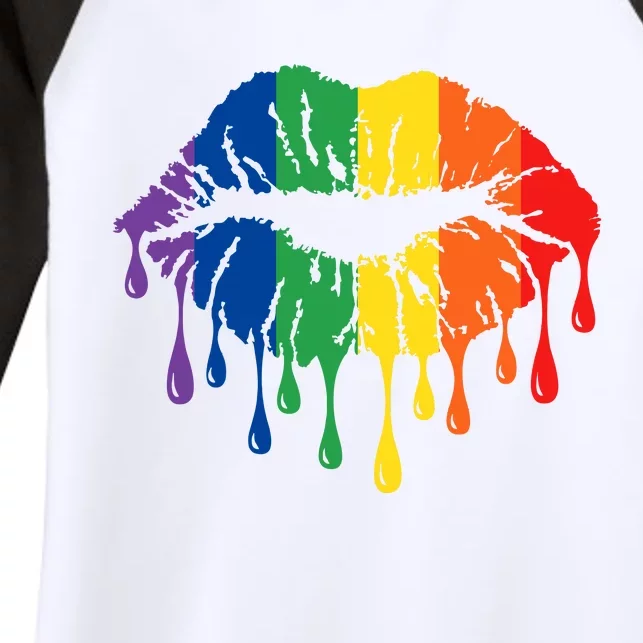 Rainbow Lips Rainbow Pride Lips Pride Month LGBT Pride Love Is Love Women's Tri-Blend 3/4-Sleeve Raglan Shirt