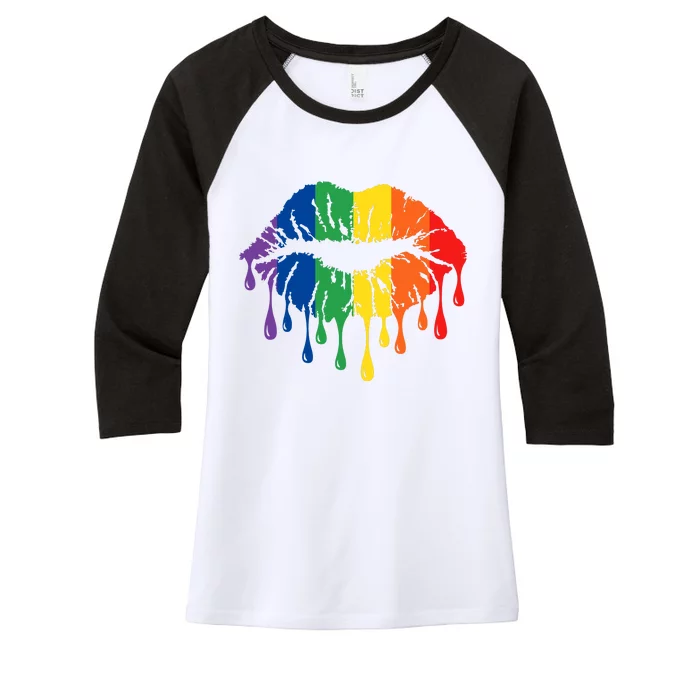 Rainbow Lips Rainbow Pride Lips Pride Month LGBT Pride Love Is Love Women's Tri-Blend 3/4-Sleeve Raglan Shirt