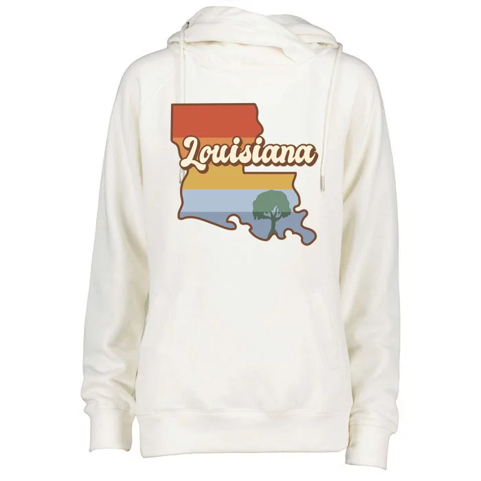 Retro Louisiana Womens Funnel Neck Pullover Hood