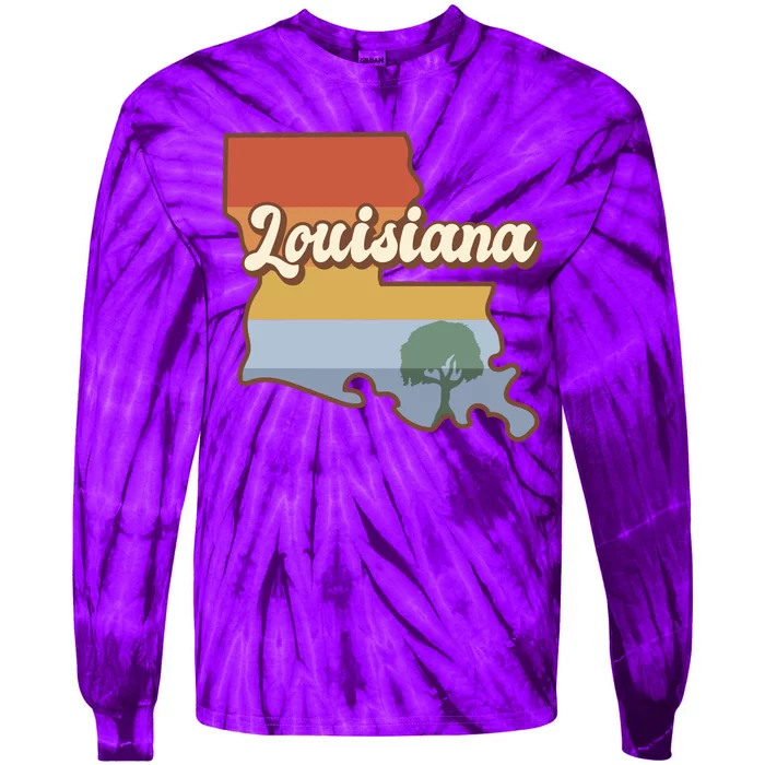 Retro Louisiana Tie-Dye Long Sleeve Shirt