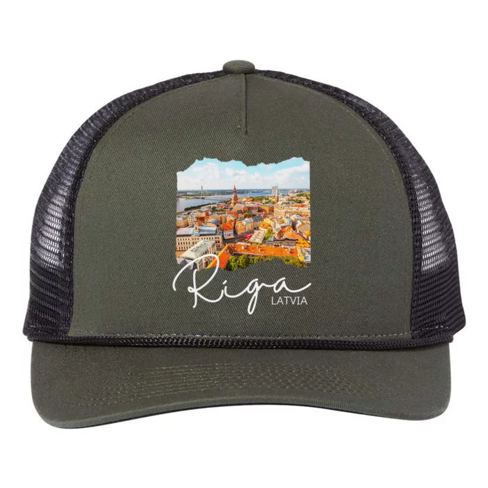 Riga Latvia Retro Rope Trucker Hat Cap