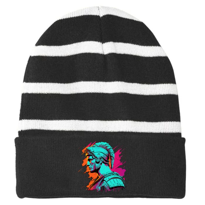 Roman Legionnaire Striped Beanie with Solid Band