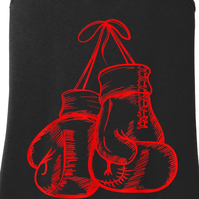 Retro Love Red Boxing Gloves Gifts Boxer Gift TShirt Ladies Essential Tank