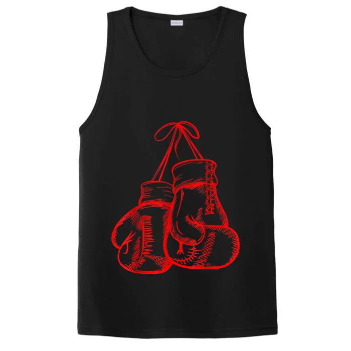 Retro Love Red Boxing Gloves Gifts Boxer Gift TShirt Performance Tank