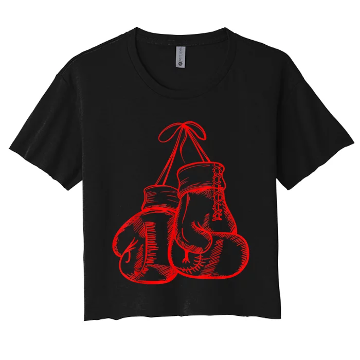 Retro Love Red Boxing Gloves Gifts Boxer Gift TShirt Women's Crop Top Tee