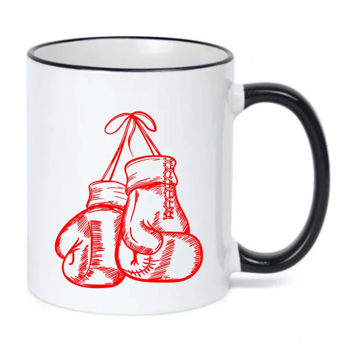 Retro Love Red Boxing Gloves Funny Gift Boxer Gift Cute Gift Black Color Changing Mug