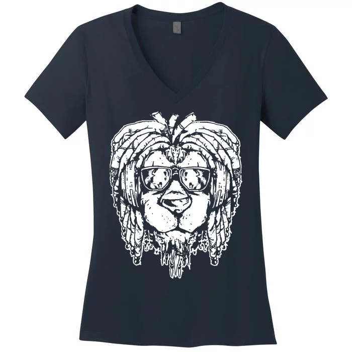 Rasta Lion Women's V-Neck T-Shirt