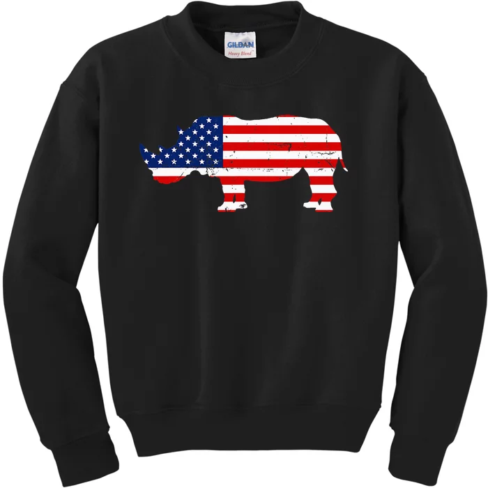 Rhino Lover Rhinoceros Horn Safari Wildlife Independence Day Kids Sweatshirt