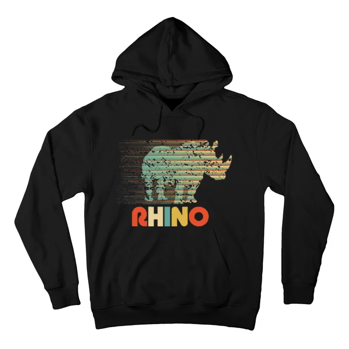 Rhino Lovers Retro Vintage 1970s Animal Design Hoodie