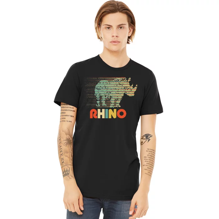 Rhino Lovers Retro Vintage 1970s Animal Design Premium T-Shirt