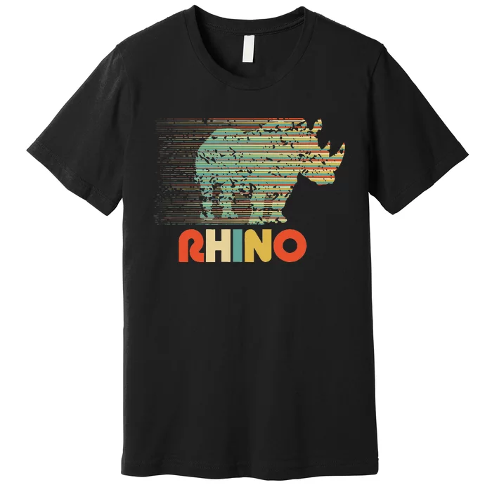 Rhino Lovers Retro Vintage 1970s Animal Design Premium T-Shirt