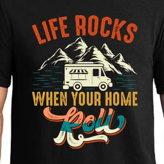 Retro Life Rocks When Your Home Roll RV Camping Lover Gift Pajama Set