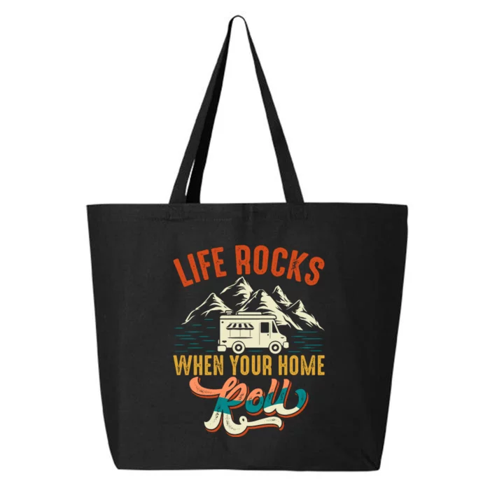 Retro Life Rocks When Your Home Roll RV Camping Lover Gift 25L Jumbo Tote