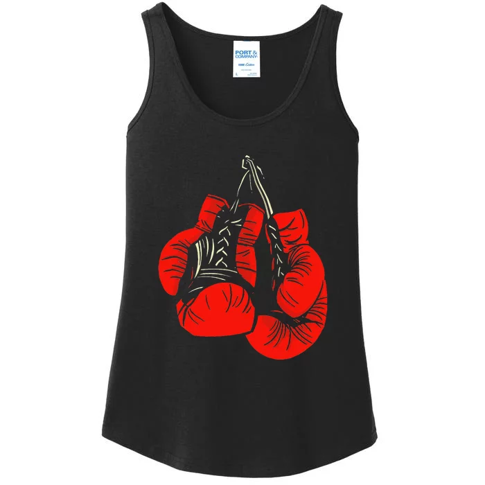 Retro Love Red Boxing Gloves Boxer Funny Boxing Lovers Ladies Essential Tank