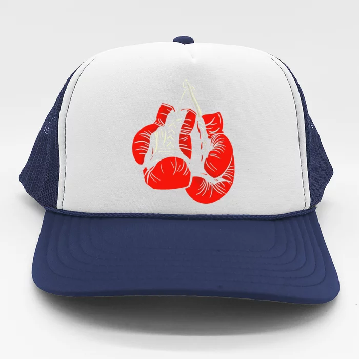 Retro Love Red Boxing Gloves Boxer Funny Boxing Lovers Trucker Hat