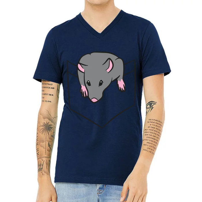 Rat Lover Rat In A Pocket V-Neck T-Shirt