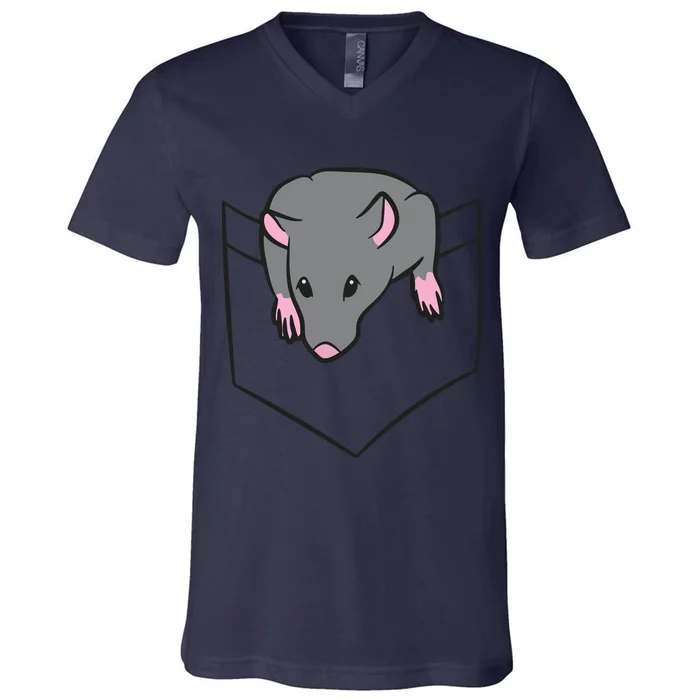 Rat Lover Rat In A Pocket V-Neck T-Shirt