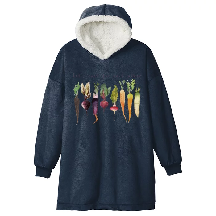 Retro Let's Root For Each Other Cute Veggie Funny Vegan Hooded Wearable Blanket