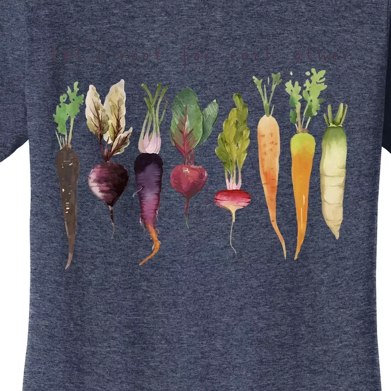 Retro Let's Root For Each Other Cute Veggie Funny Vegan Women's T-Shirt