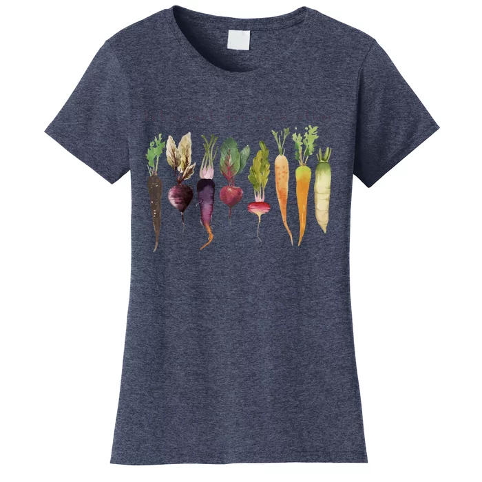 Retro Let's Root For Each Other Cute Veggie Funny Vegan Women's T-Shirt