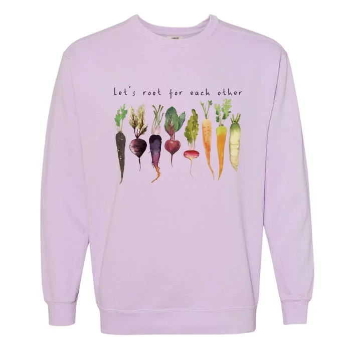 Retro Let's Root For Each Other Cute Veggie Funny Vegan Garment-Dyed Sweatshirt