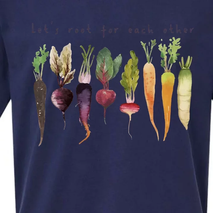 Retro Let's Root For Each Other Cute Veggie Funny Vegan Sueded Cloud Jersey T-Shirt