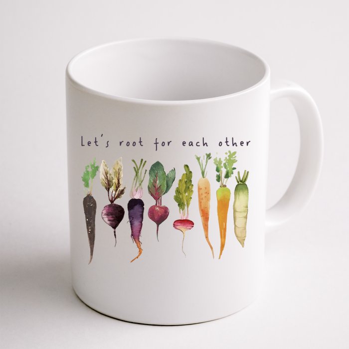 Retro Let's Root For Each Other Cute Veggie Funny Vegan Front & Back Coffee Mug