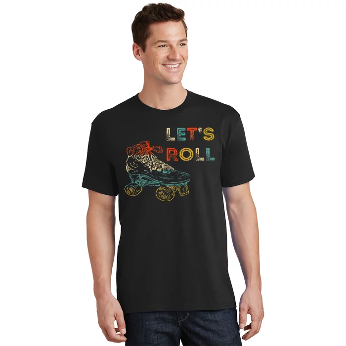 Retro LetS Roll Roller Skating Skater Skate Vintage 70s 80s T-Shirt