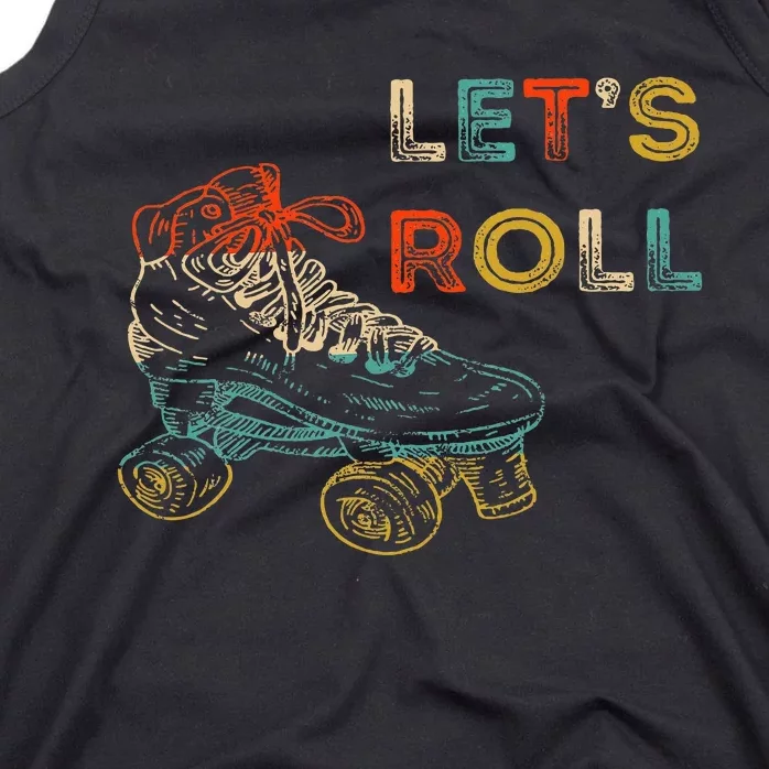 Retro LetS Roll Roller Skating Skater Skate Vintage 70s 80s Tank Top