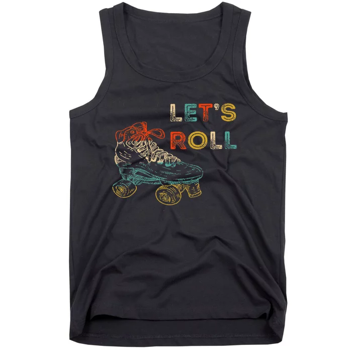 Retro LetS Roll Roller Skating Skater Skate Vintage 70s 80s Tank Top