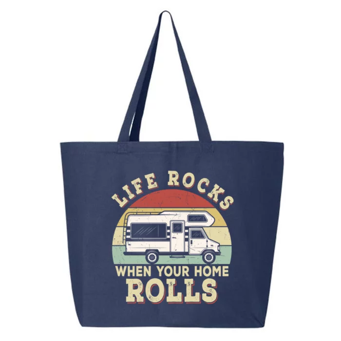 Retro Life Rocks When Your Home Rolls Rv Van Camper Life Great Gift 25L Jumbo Tote