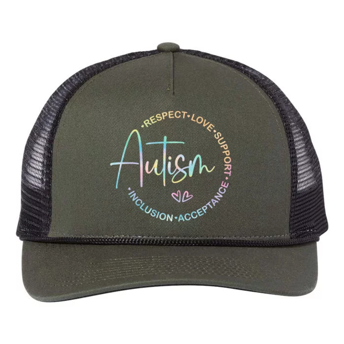 Respect Love Support Autism Awareness Month Gift Retro Rope Trucker Hat Cap