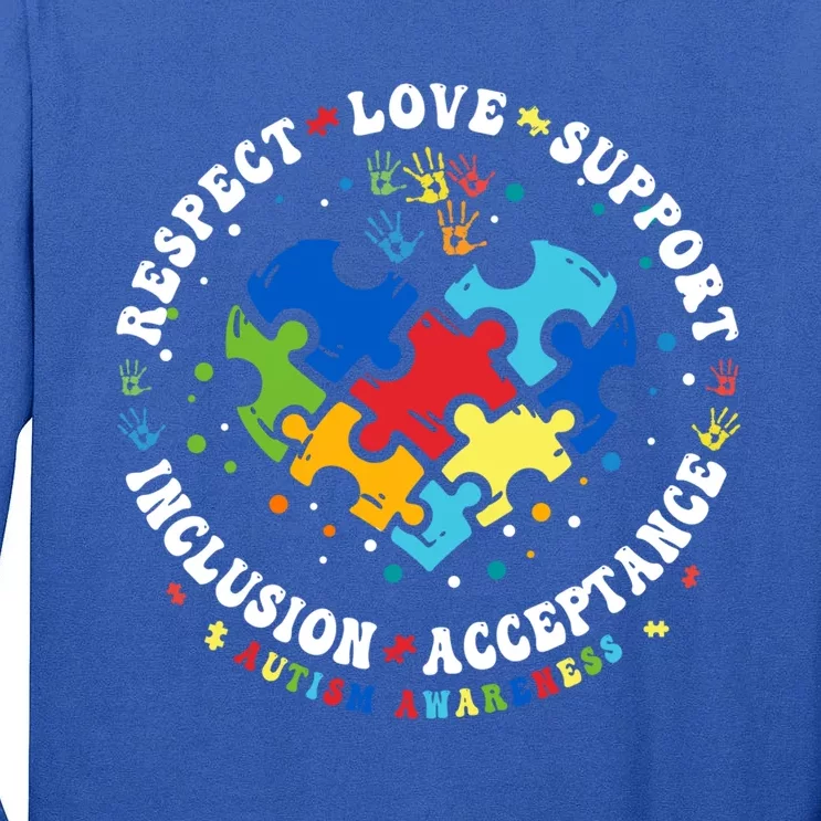 Respect Love Support Autism Awareness Month Gift Tall Long Sleeve T-Shirt