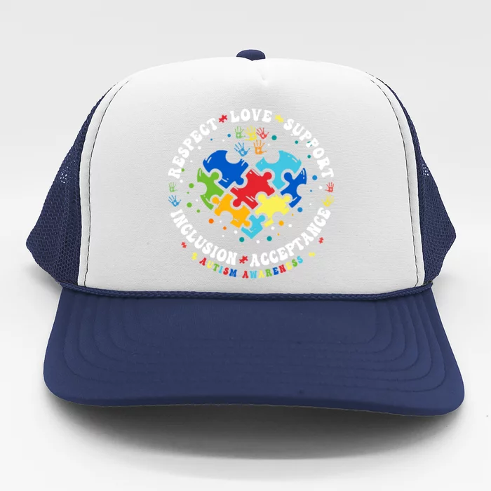 Respect Love Support Autism Awareness Month Gift Trucker Hat