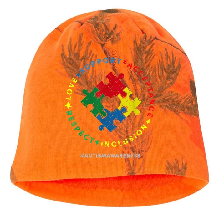 Respect Love Support Autism Awareness Month Wo Kati - Camo Knit Beanie