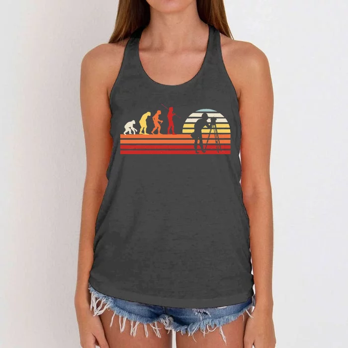 Retro Land Surveyor Engineer Surveying Vintage Appraiser Women's Knotted Racerback Tank