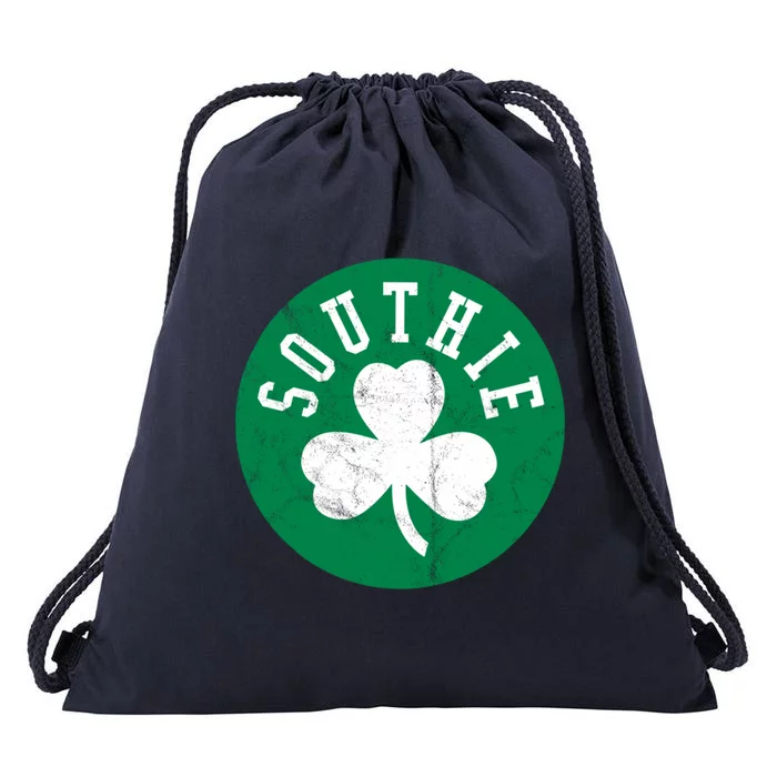 Retro Look Southie Irish St Patricks Day Distressed Gift Drawstring Bag