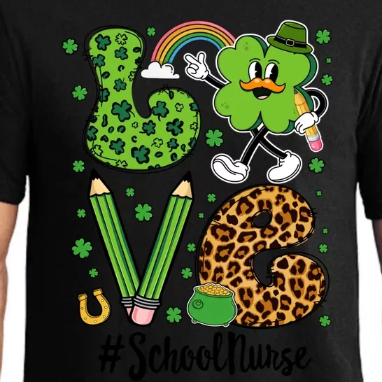 Retro Love School Nurse St Patricks Day Lucky Funny Gift Pajama Set