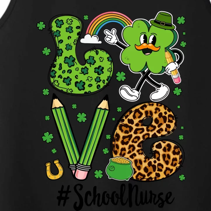 Retro Love School Nurse St Patricks Day Lucky Funny Gift Performance Tank