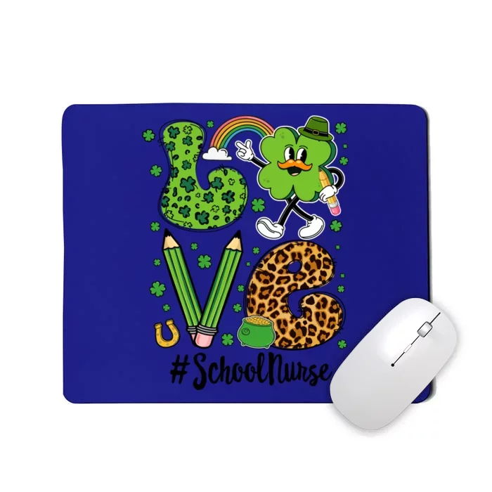 Retro Love School Nurse St Patricks Day Lucky Funny Gift Mousepad