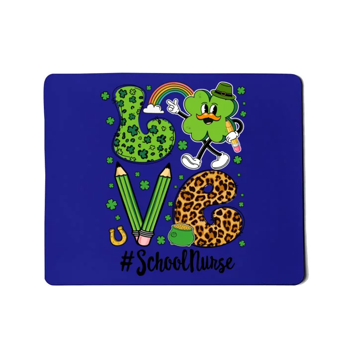 Retro Love School Nurse St Patricks Day Lucky Funny Gift Mousepad