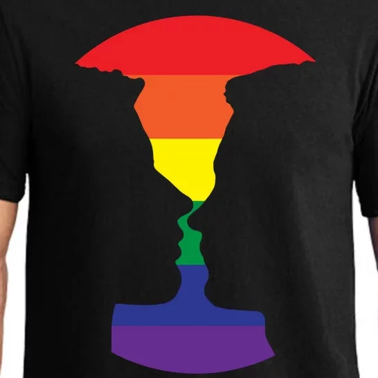 Rainbow Love Silhouette Of Two People Design Pajama Set