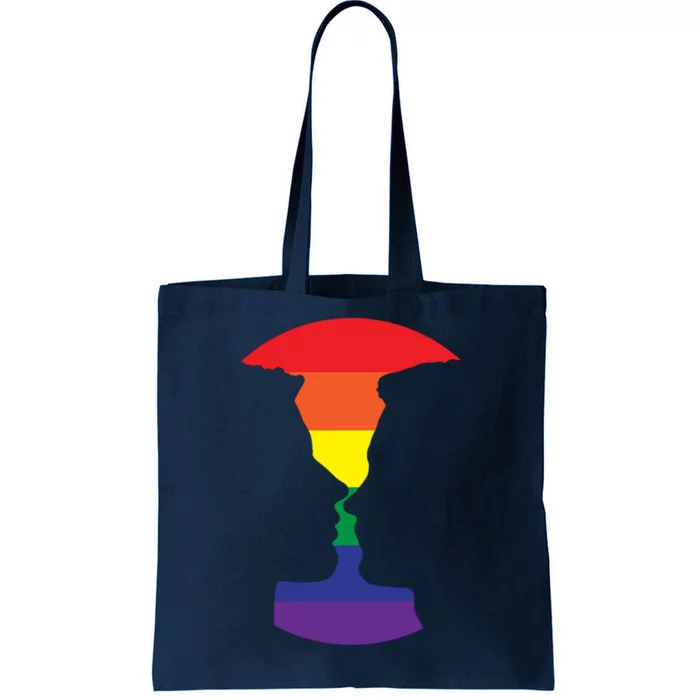 Rainbow Love Silhouette Of Two People Design Tote Bag